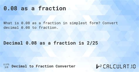 0 08 As A Fraction Calculatio