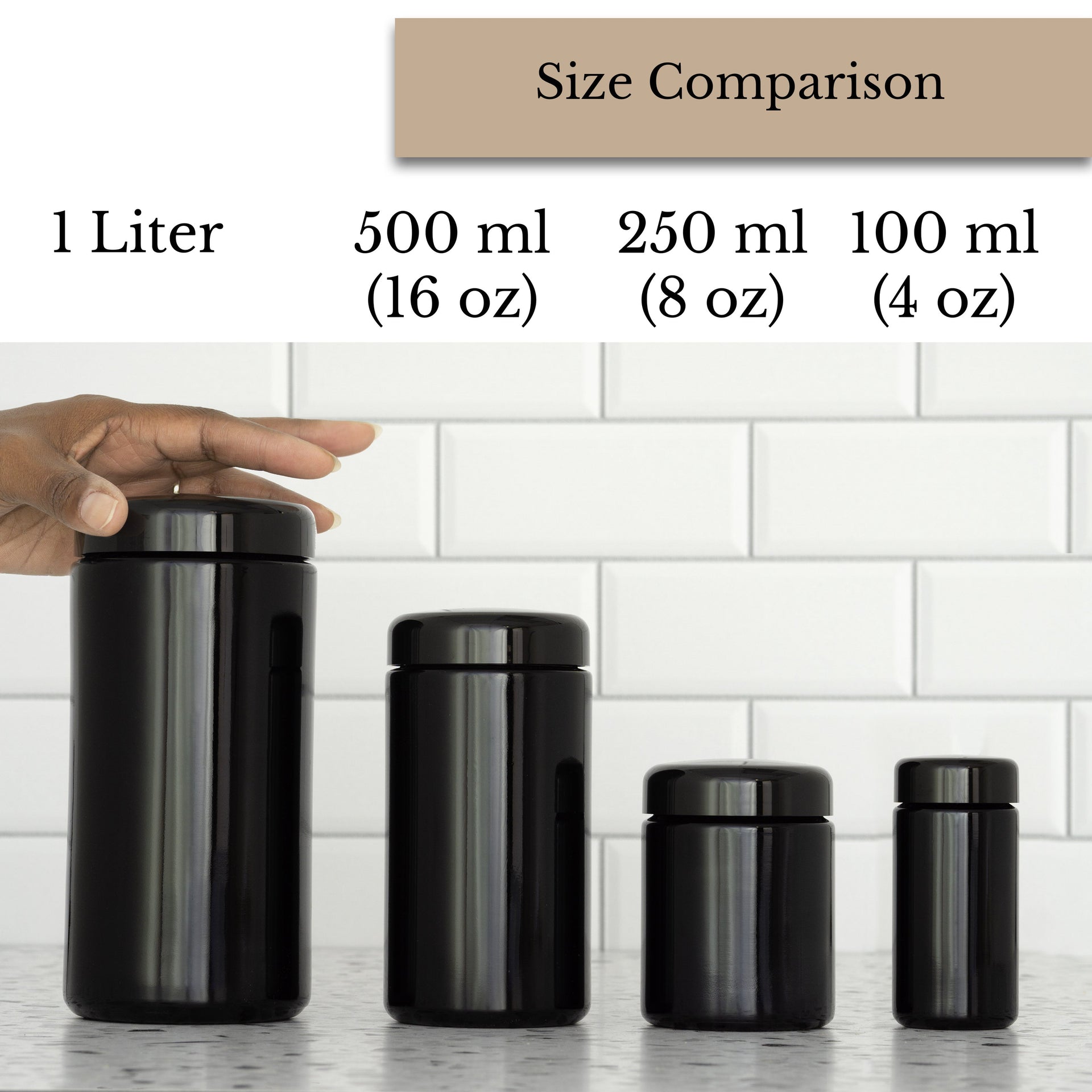 1 Liter Wide Neck Ultraviolet Black Glass Storage Jar Artanis Home