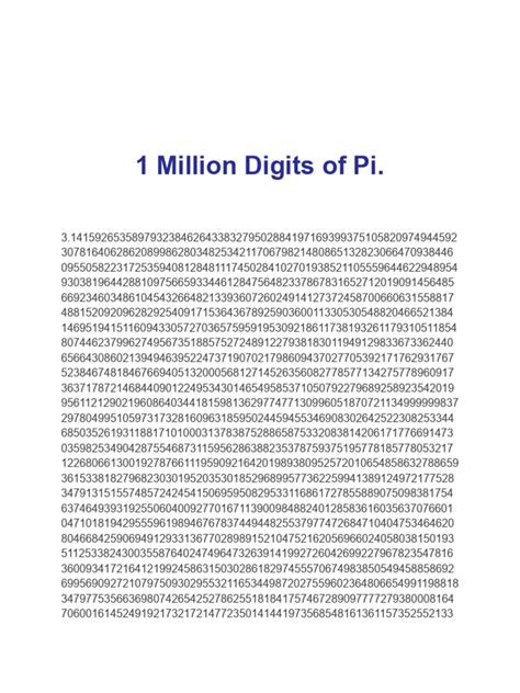 1 Million Digits Of Pi Pdf