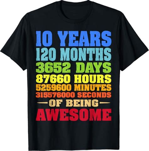 10 Years Old 10Th Birthday Vintage Retro T Shirt 120 Months 10 Years