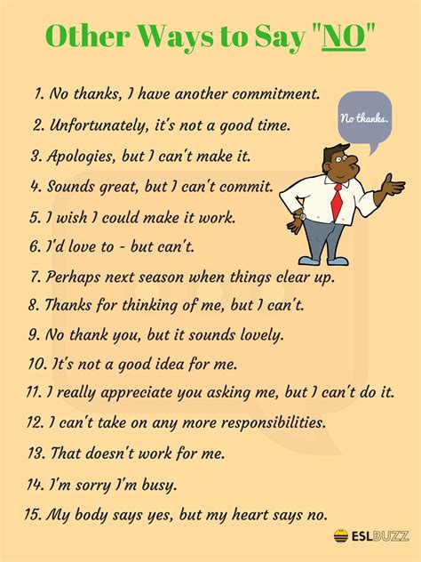 100 Different Ways To Say No Eslbuzz