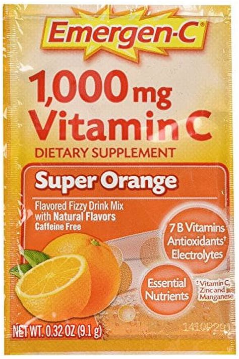 2 Pack Emergen C 1 000 Mg Vitamin C Drink Mix Packets Super Orange 10