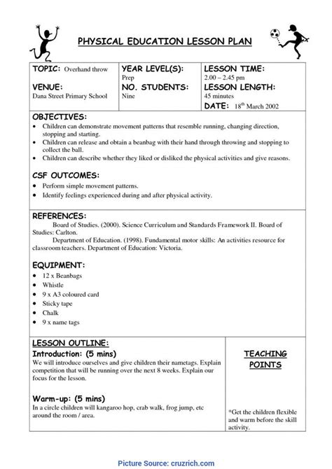 20 Phys Ed Lesson Plan Template