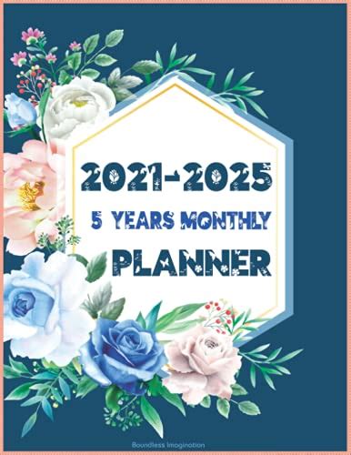 2021 2025 Monthly Planner 5 Years 60 Months Yearly Planner Monthly