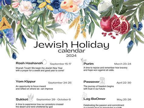 2024 Calendar With Jewish Holidays Printable Calendars At A Glance