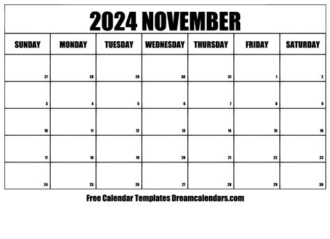 2024 November Calendar Free Printable Alison Louisa