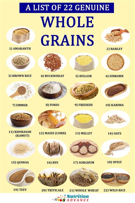 22 Genuine Whole Grains And Their Nutritional Values