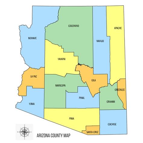 24X28in Arizona County Map Laminated Walmart Com