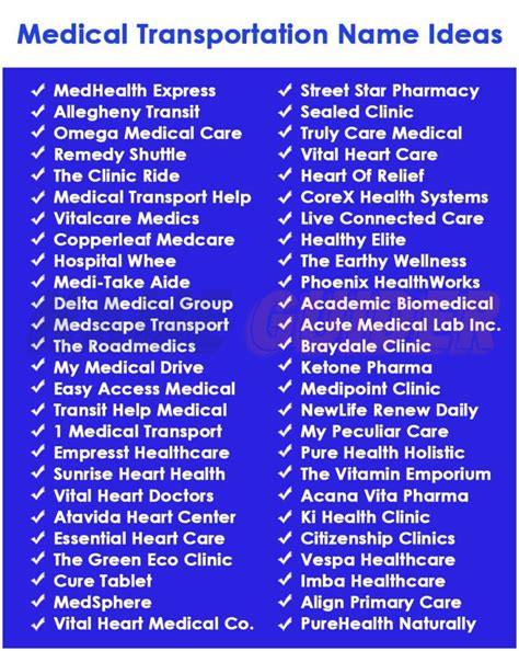 250 Medical Transportation Name Ideas 2024 Name Guider
