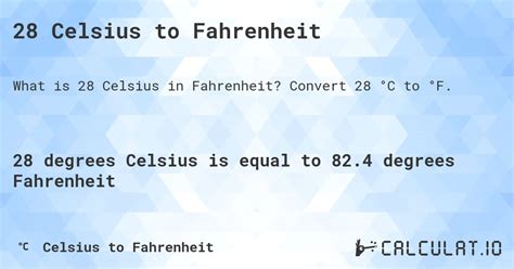 28 Celsius To Fahrenheit Calculatio