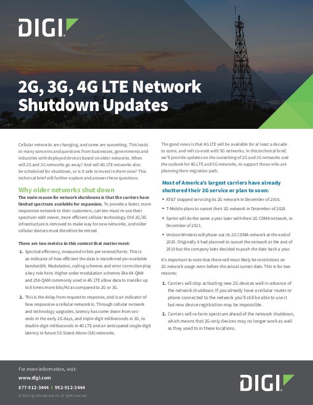 2G 3G 4G Lte Network Shutdown Updates Digi International