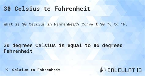 30 Celsius To Fahrenheit Calculatio