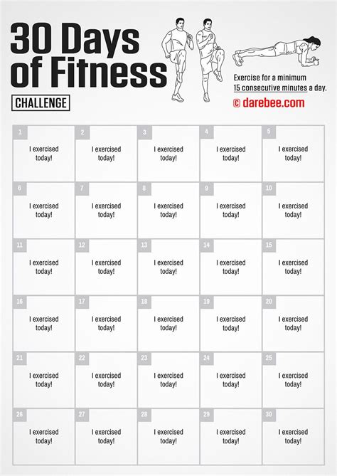30 Day Fitness Challenge By Darebee 30 Day Workout Challenge Workout