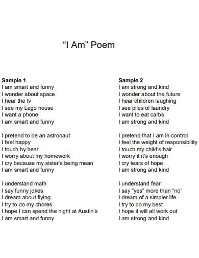 30 I Am Poem Examples Examples