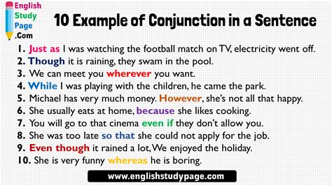 5 Example Of Conjunction In A Sentence English Study Page