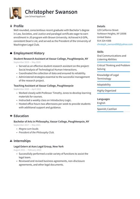 5 Law School Resume Templates Prepping Your Resume For Law School