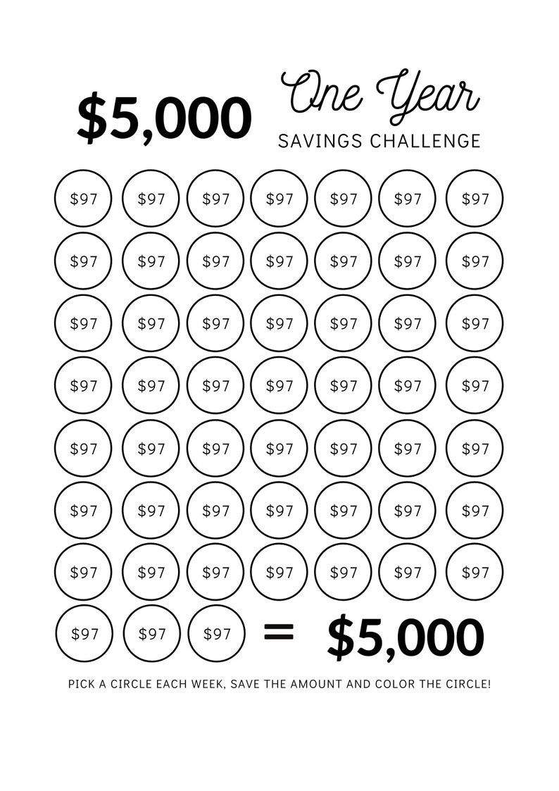 5000 In Six Months Saving Challenge Printable Savings Etsy Money