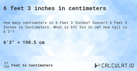 6 Feet 3 Inches In Centimeters Calculatio