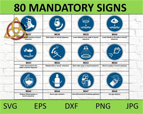 60 Mandatory Signs Symbols Including 20 With Text Added Etsy
