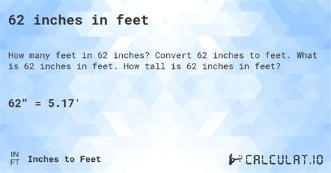 62 Inches In Feet Calculatio