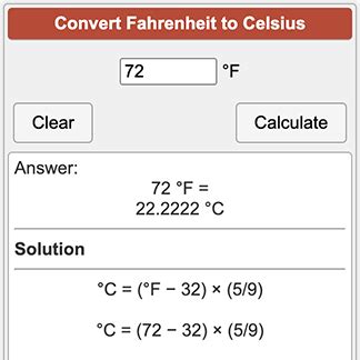72 Fahrenheit to Celsius Converter