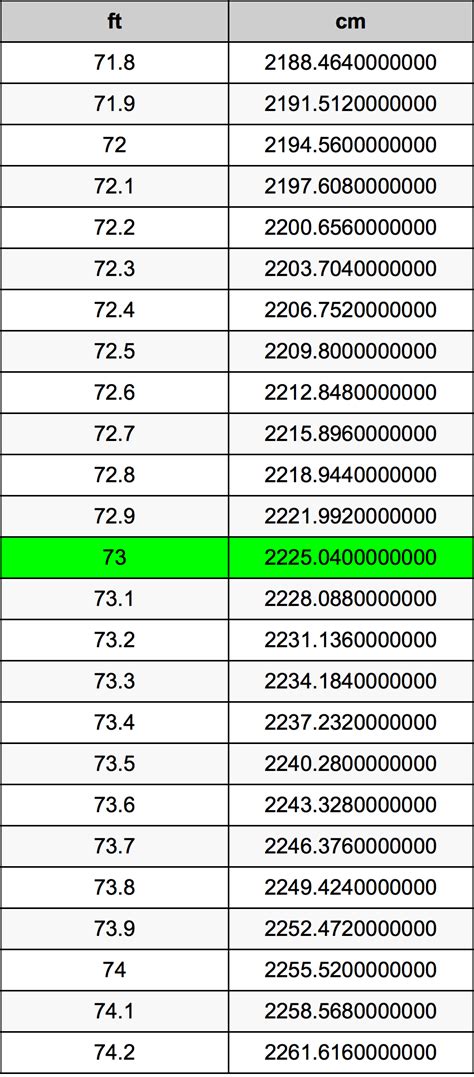 73 to Feet Converter