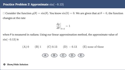 A 4 Practice Problems Linear Approximations Matheno Com Matheno Com