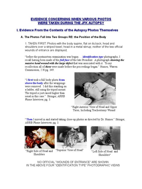 A Chronology Of Official Photography During The Autopsy Of President