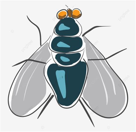 A Dark Blue Fly With Six Legs Two Yellow Cartoon Png And Vector With