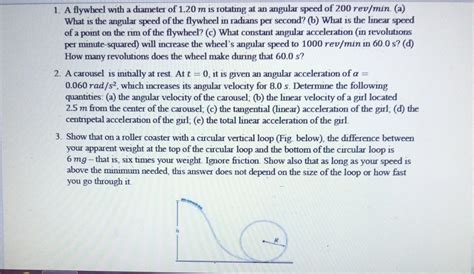 A Flywheel With A Diameter Of 1 20 M Is Rotating An Angular Speed Of