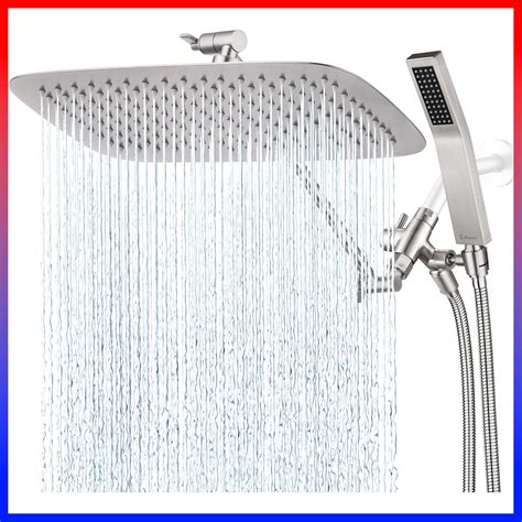 Abixol 14 Dual Square Metal Shower Head Combo Rainfall Shower