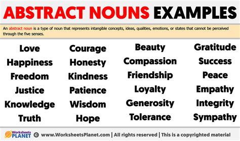 Abstract Noun Examples