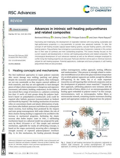 Advances In Intrinsic Self Healing Polyurethanes And Related Composites