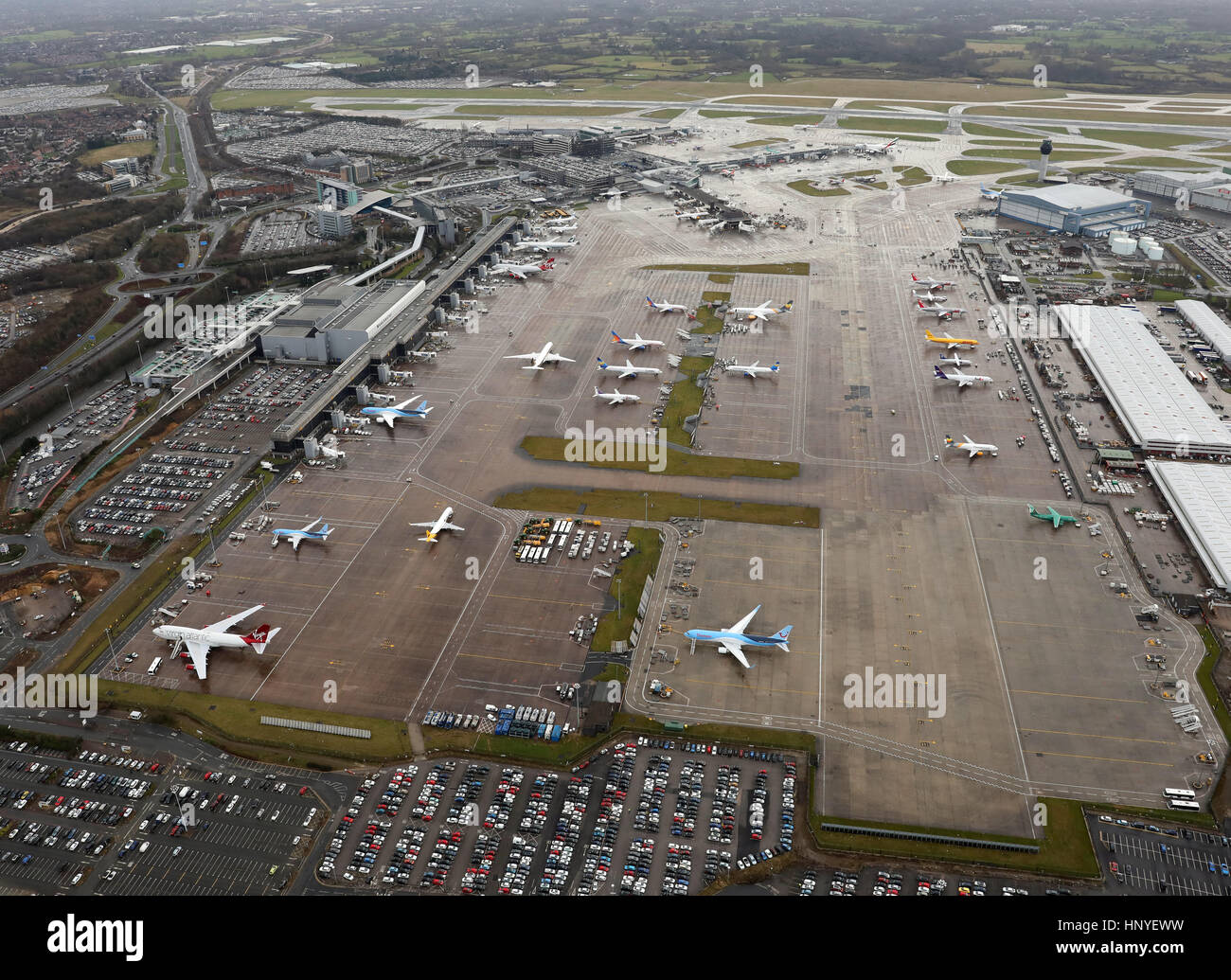 Aerial View Of Manchester Airport Uk Stock Photo Alamy