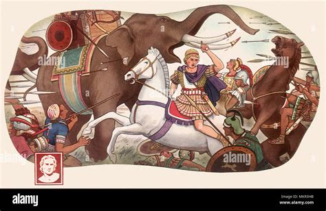 Alexander The Great Fighting Indian Army Of Elephants Stock Photo Alamy