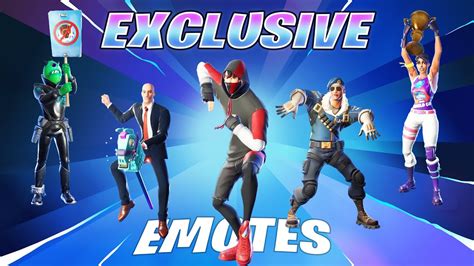 All Exclusive Emotes In Fortnite Battle Royale Gameplay Showcase Youtube