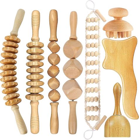Amazon Com 4Pcs Wood Therapy Massage Tools Onuemp Massage Roller
