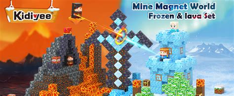 Amazon Com Magnetic Blocks Build Mine Magnet World Frozen Lava Set