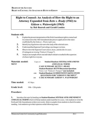 Analysis Of Right To Counsel In Betts V Brady Case Course Hero