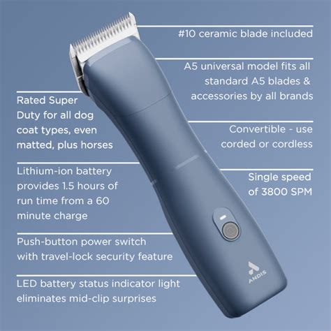 Andis Emerge Corded Cordless Clipper Blue Allgroom