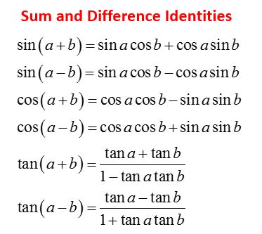 Angle Sum And Difference Trigonometric Identities Tangent And