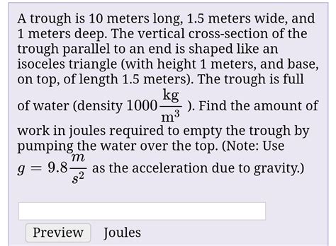 Answered A Trough Is 10 Meters Long 1 5 Meters Bartleby