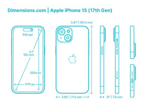 Apple Iphone 15 17Th Gen Dimensions Drawings Dimensions Com