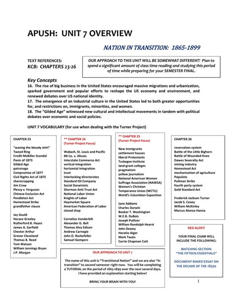 APUSH Unit 7 Study Guide