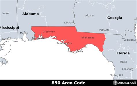 Area Code 850 Map Time Zone And Phone Lookup
