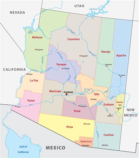 Arizona County Map County Map Of Arizona With Cities