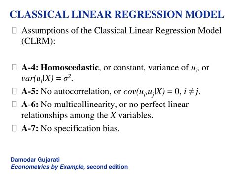 Assumptions Of The Classical Linear Regression Model Spring 2017