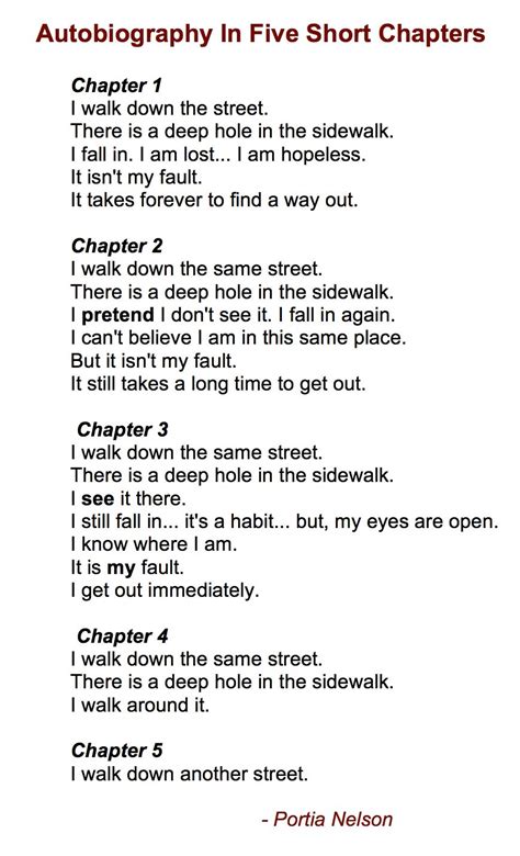 Autobiography In Five Short Chapters By Portia Nelson Quotes