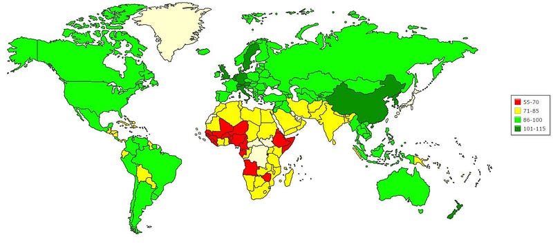 Average Iq Levels By Country Data Geek Medium