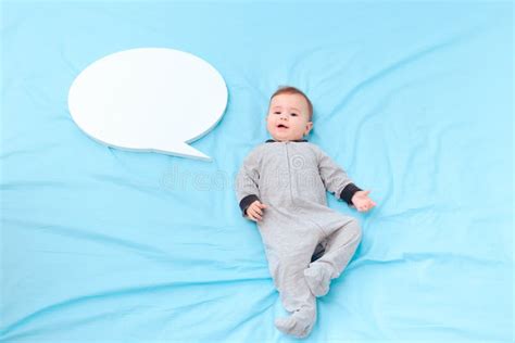 Baby Talking With Speech Bubble Learning Language Stock Photo Image